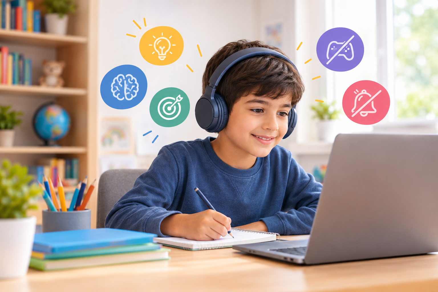 کودکی در حال یادگیری آنلاین
